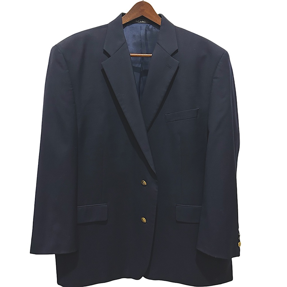 Vintage Chaps Black Suit Jacket with Gold Buttons Size 50R